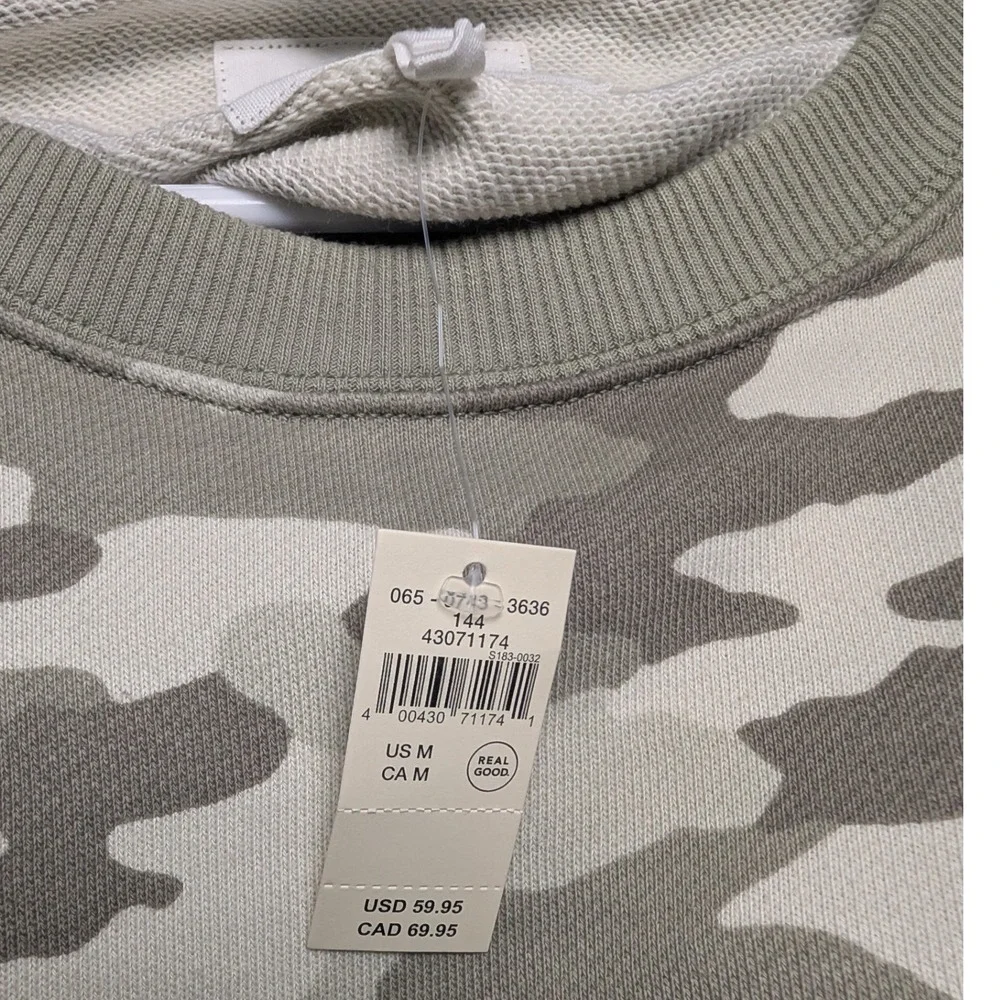 Aerie Womens Camo Cropped Crewneck Sweatshirt Medium Athleisure Loungewear - Picture 5 of 11